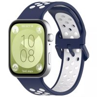 eses Silikonový dírkovaný řemínek pro Huawei Watch Fit 3 - Modro bílý