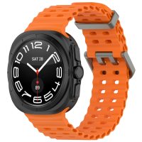 eses Silikonový dírkovaný řemínek pro Samsung Galaxy Watch Ultra 47 mm - Oranžový