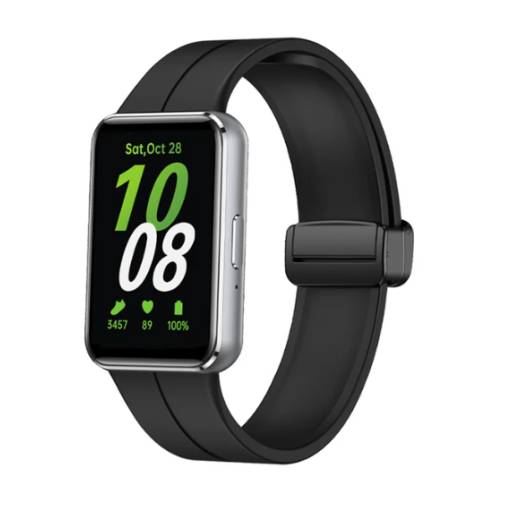 Foto - eses Silikonový řemínek s magnetickou přezkou pro Samsung Galaxy Fit 3 - Černý