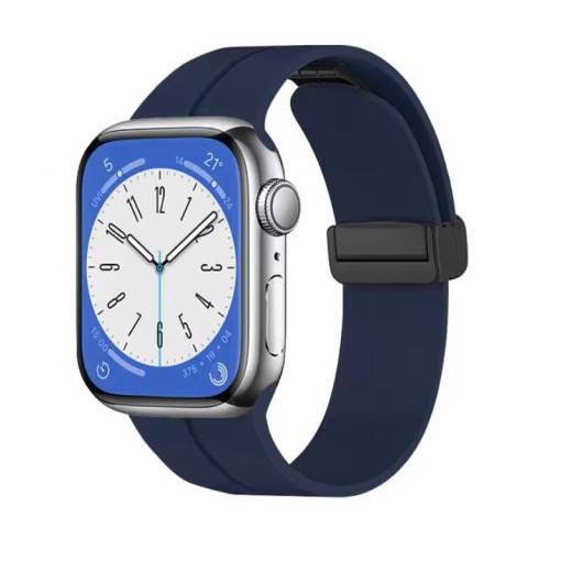 Foto - eses Silikonový řemínek pro Apple Watch - Magnetický tmavě modrý L - 38mm, 40mm, 41mm