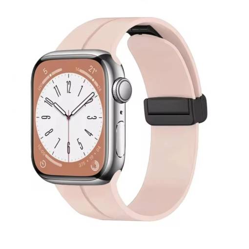 Foto - eses Silikonový řemínek pro Apple Watch - Magnetický světle růžový L - 42 mm, 44 mm, 45 mm, 49 mm