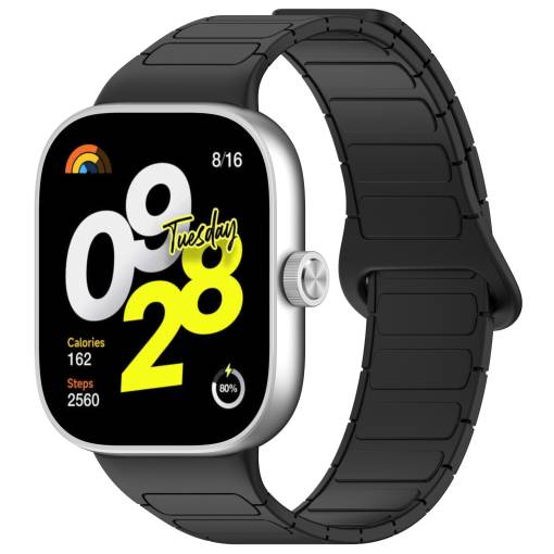 Foto - eses Silikonový magnetický řemínek pro Xiaomi Redmi Watch 4, Smart Band 8 Pro a 9 Pro - Černý